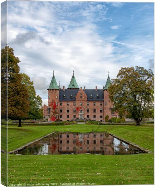 Trolleholm Castle Reflected in Water Canvas Print by Antony McAulay