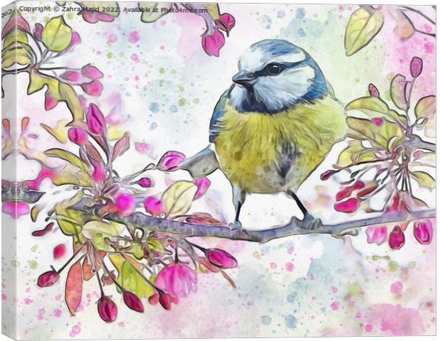 Birdie in a pastel ambience Canvas Print by Zahra Majid