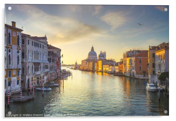 Venice Grand Canal and Santa Maria della Salute church  Acrylic by Stefano Orazzini