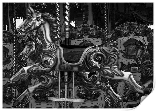 Merry go round horses Print by Steve Purnell