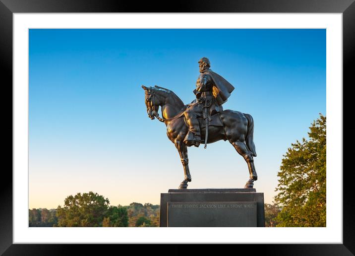 Statue of Stonewall Jackson at Manassas Framed Mounted Print by Steve Heap