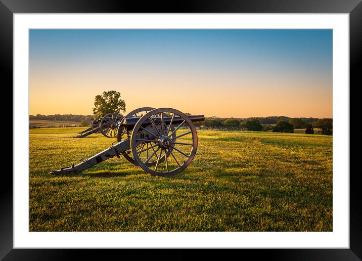 Cannons at Manassas Battlefield Framed Mounted Print by Steve Heap