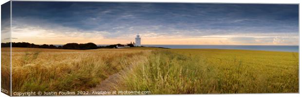 South Foreland lighthouse panorama, Dover, Kent Canvas Print by Justin Foulkes