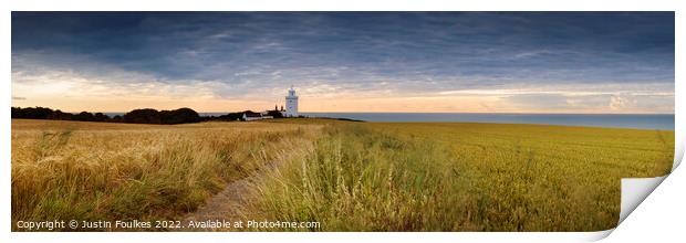 South Foreland lighthouse panorama, Dover, Kent Print by Justin Foulkes