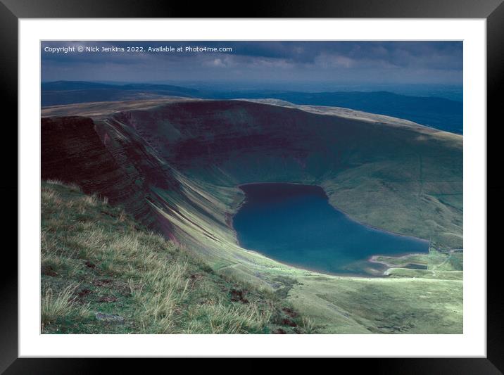 Llyn y Fan Fach Reservoir from Picws Du Black Mountain Framed Mounted Print by Nick Jenkins