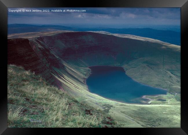 Llyn y Fan Fach Reservoir from Picws Du Black Mountain Framed Print by Nick Jenkins