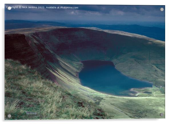 Llyn y Fan Fach Reservoir from Picws Du Black Mountain Acrylic by Nick Jenkins