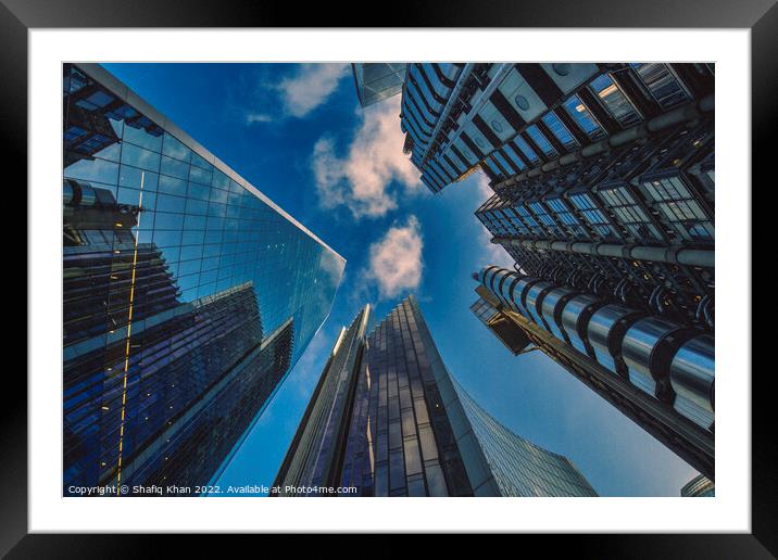 Look Up! - Tall Building Structures in London Framed Mounted Print by Shafiq Khan