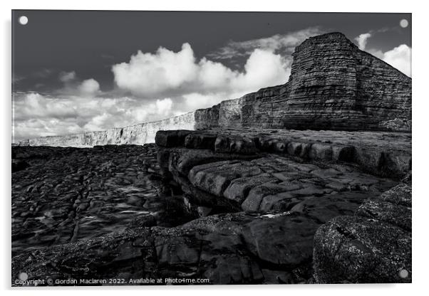 Nash Point, Glamorgan Heritage Coast, Monochrome Acrylic by Gordon Maclaren