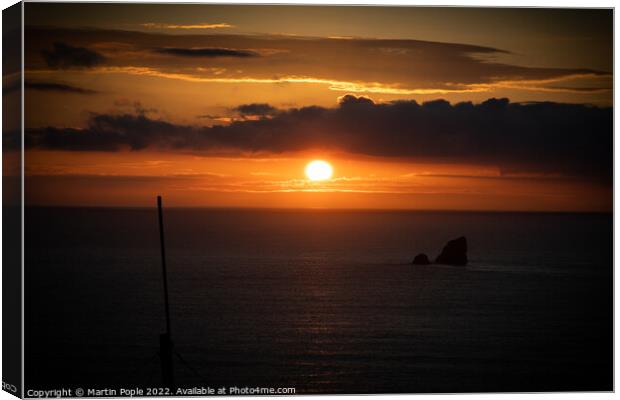 Sunset from Perranporth  Canvas Print by Martin Pople