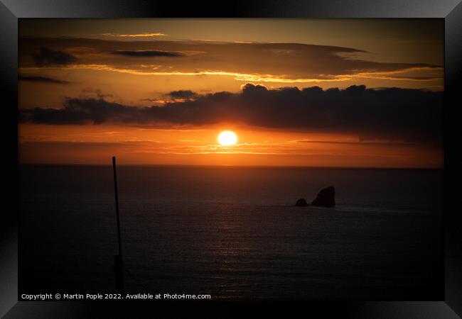 Sunset from Perranporth  Framed Print by Martin Pople
