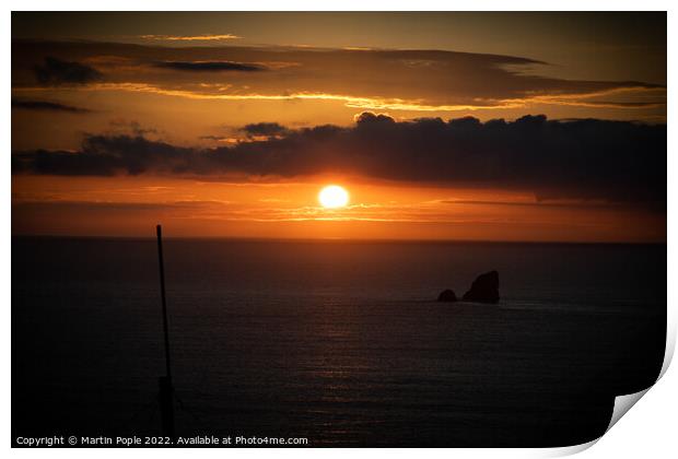 Sunset from Perranporth  Print by Martin Pople