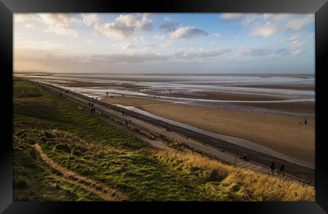 Wallasey Beach at low tide Framed Print by Jason Wells