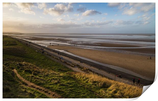 Wallasey Beach at low tide Print by Jason Wells