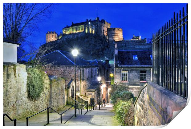 Edinburgh Castle from the Vennel Print by austin APPLEBY