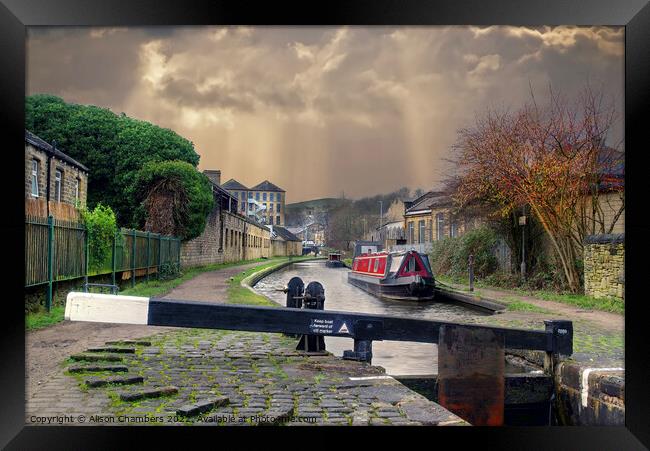 Huddersfield Narrow Canal  Framed Print by Alison Chambers