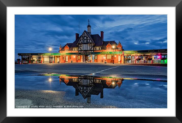 Night Reflection shot of St Annes Pier, Lytham, Lancashire, UK Framed Mounted Print by Shafiq Khan