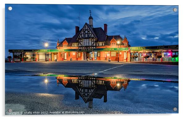Night Reflection shot of St Annes Pier, Lytham, Lancashire, UK Acrylic by Shafiq Khan