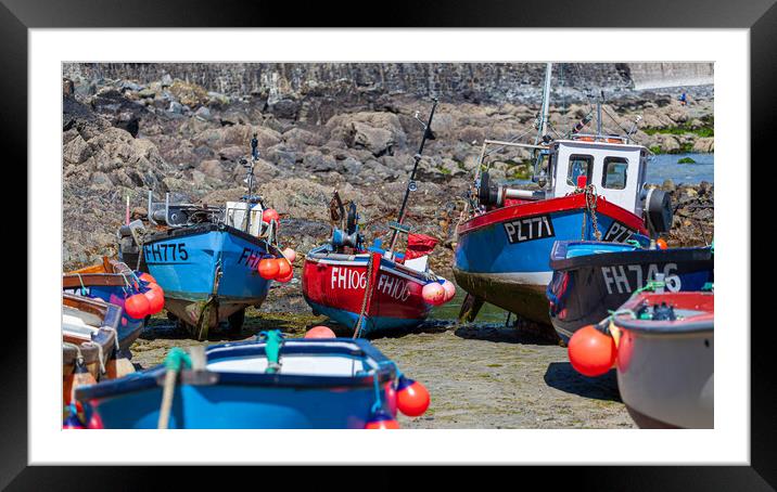 Serene Boats Along the Cornish Coastline Framed Mounted Print by Kevin Snelling