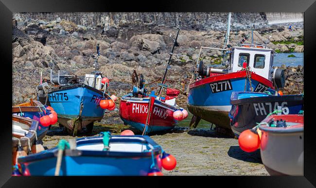 Serene Boats Along the Cornish Coastline Framed Print by Kevin Snelling