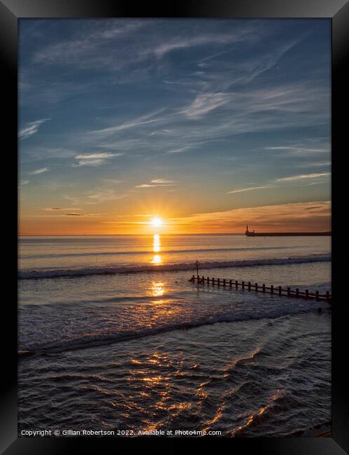 Aberdeen Beach Sunrise, taken on a beautiful calm  Framed Print by Gillian Robertson