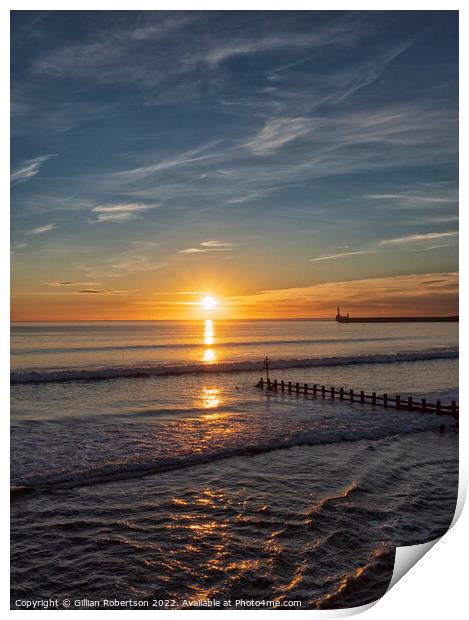 Aberdeen Beach Sunrise, taken on a beautiful calm  Print by Gillian Robertson