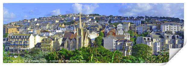 Ilfracombe town Devon panoramic Print by Diana Mower