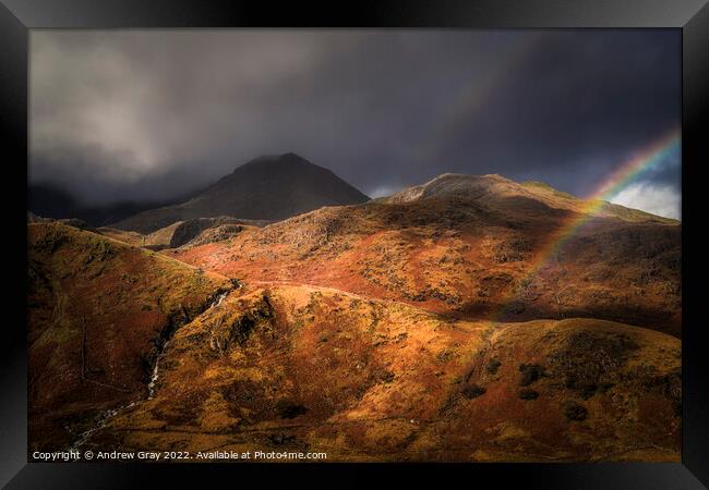 Snowdonia Rainbow Framed Print by Andy Gray