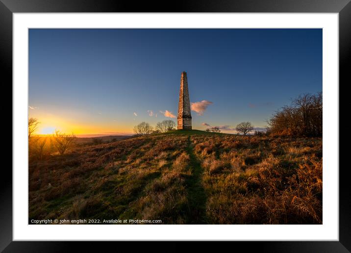 Sunset at the Obelisk Framed Mounted Print by john english