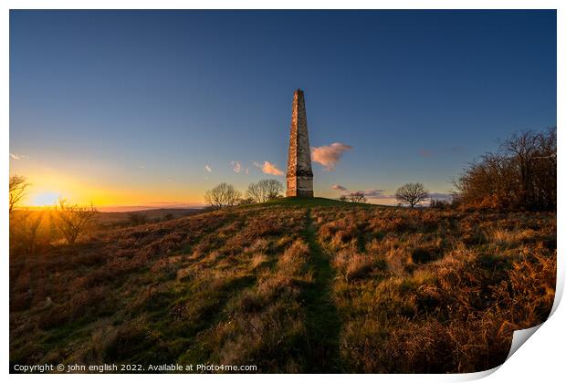 Sunset at the Obelisk Print by john english