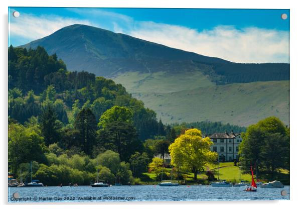 Derwent Bank Hotel and Grisedale Pike. Acrylic by Martin Day