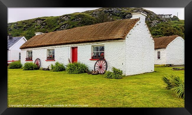 Irish thatched cottage, County Donegal, Ireland Framed Print by jim Hamilton