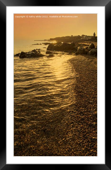 Porthleven Harbour Cornwall at sunset  Framed Mounted Print by kathy white