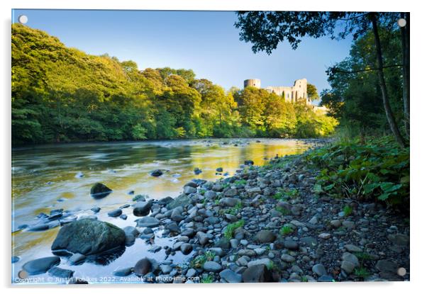 Barnard Castle and the River Tees, County Durham Acrylic by Justin Foulkes