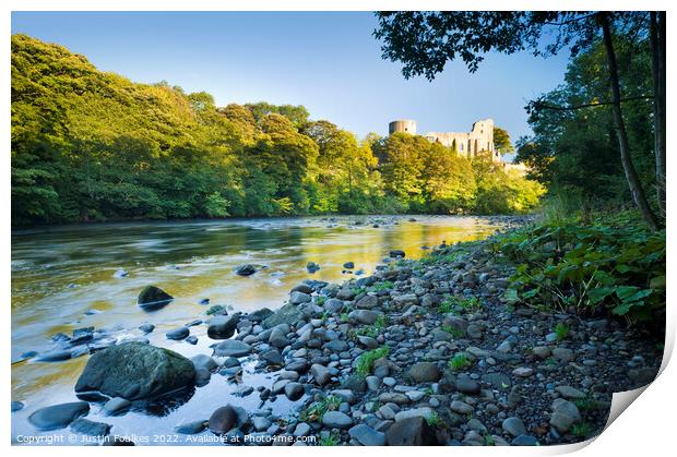 Barnard Castle and the River Tees, County Durham Print by Justin Foulkes
