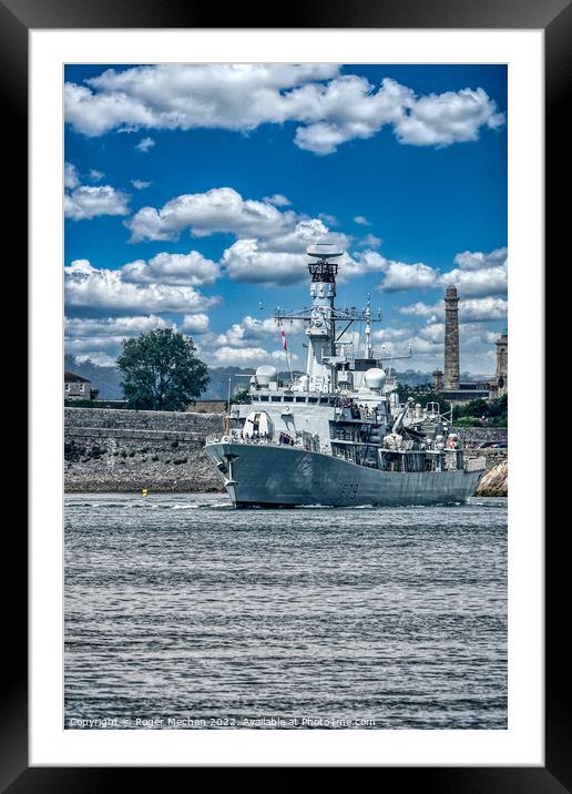 Royal Navy Frigate Entering Plymouth Sound Framed Mounted Print by Roger Mechan
