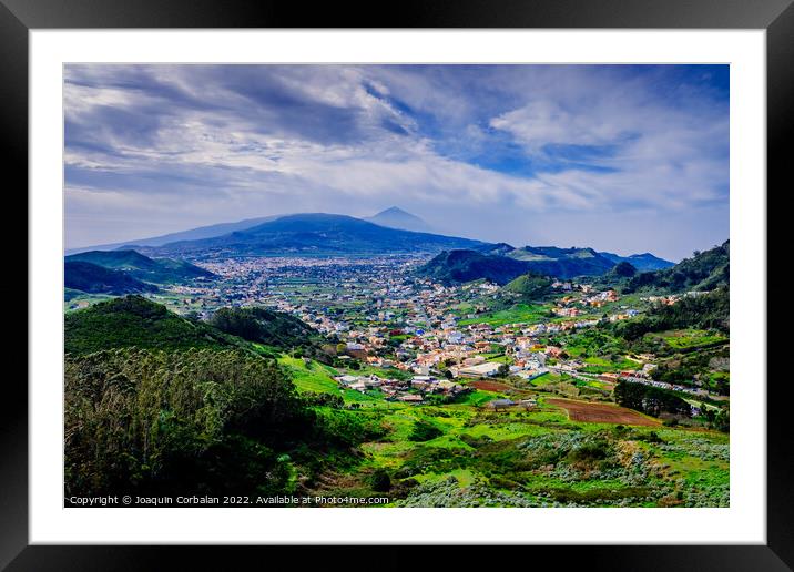 View of the town of San Cristóbal de la Laguna from a viewpoint Framed Mounted Print by Joaquin Corbalan