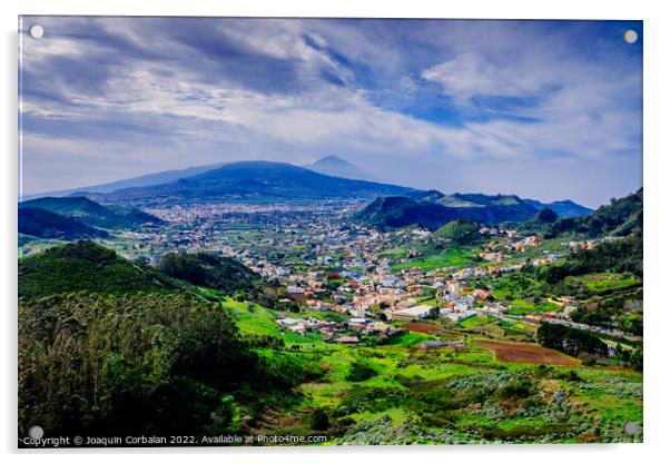 View of the town of San Cristóbal de la Laguna from a viewpoint Acrylic by Joaquin Corbalan