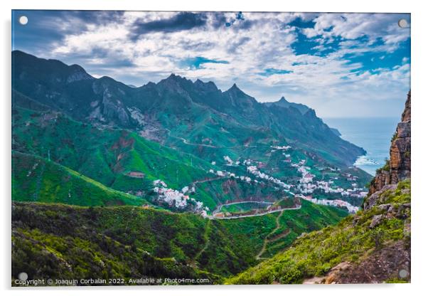 View of the town of Taganana in Tenerife. Acrylic by Joaquin Corbalan