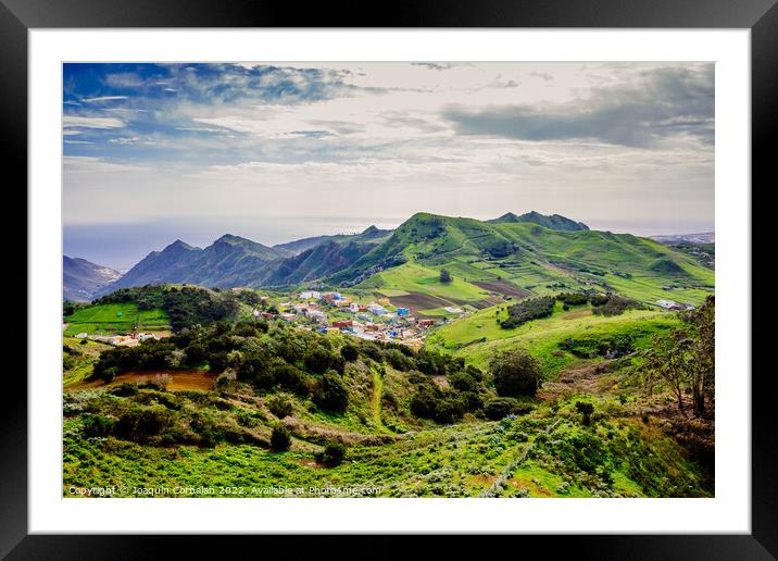 View of the villages of Tenerife from a viewpoint in the Anaga n Framed Mounted Print by Joaquin Corbalan
