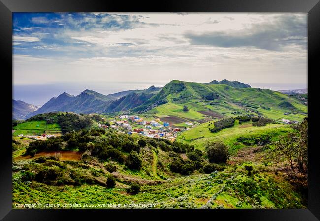 View of the villages of Tenerife from a viewpoint in the Anaga n Framed Print by Joaquin Corbalan