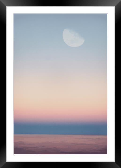 Moon over a tropical ocean Framed Mounted Print by Travel and Pixels 