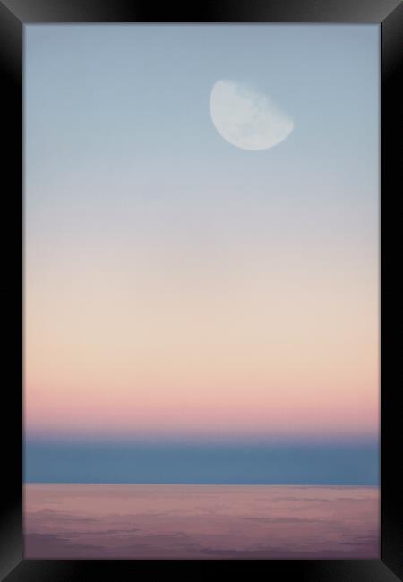 Moon over a tropical ocean Framed Print by Stuart Chard