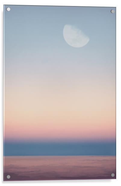 Moon over a tropical ocean Acrylic by Stuart Chard