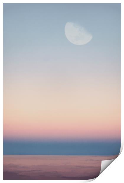 Moon over a tropical ocean Print by Stuart Chard
