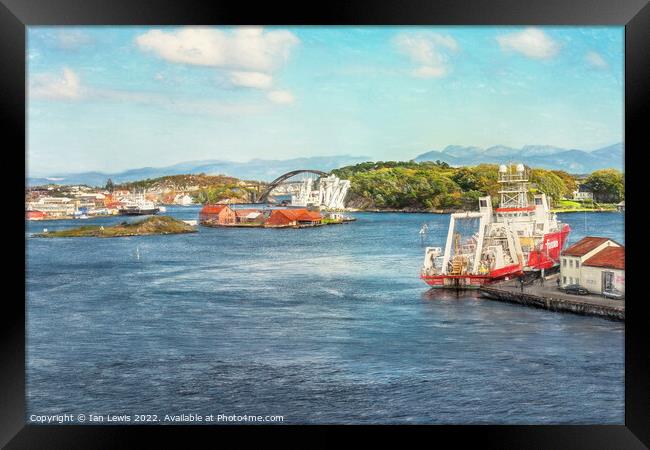 The Port of Stavanger Framed Print by Ian Lewis