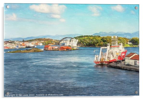 The Port of Stavanger Acrylic by Ian Lewis