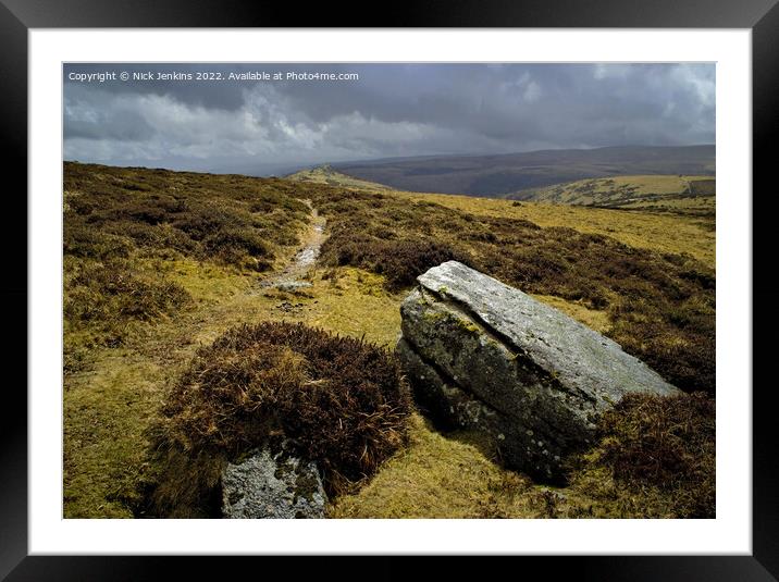 Sharptor and Granite Boulders Dartmoor Framed Mounted Print by Nick Jenkins