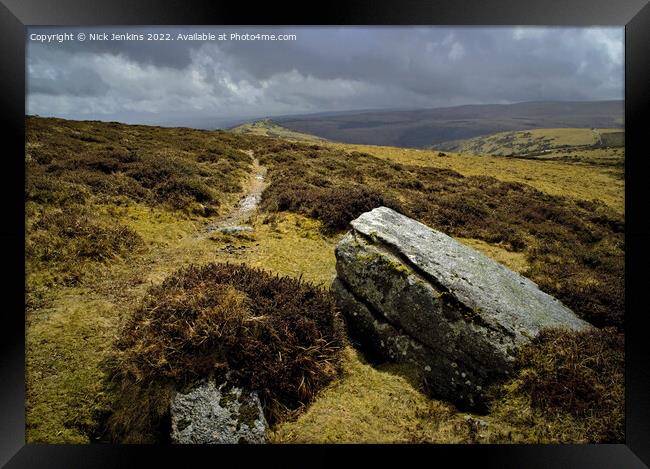 Sharptor and Granite Boulders Dartmoor Framed Print by Nick Jenkins