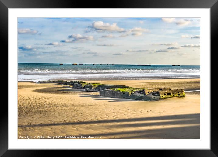 Old Ramp Beach Mulberry Harbor Arromanches-les-Bains Normandy Fr Framed Mounted Print by William Perry